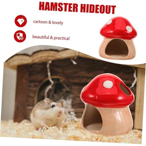  DOITOOL Mushroom Shaped Sleeping Nest Hamster Cage Hamster Nest for Guinea Pig Hamster House Ceramic Hamster Hideout Hamster Hut for Chinchilla Pet Hides Hamster Hides Pet House Ceramics