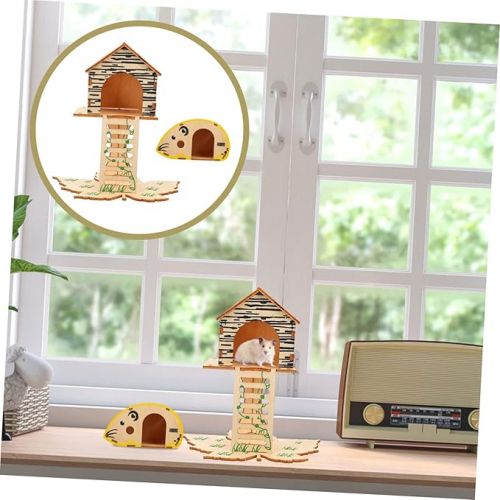  DOITOOL 2pcs Hamster House Hamster Climbing Ladder Toy Climbing Toys Hamster Hideout Rat Hideout House Small Pet Breeding Cage Wood Hamster Hideaway Cars Toy Wooden Small Animals Pet House