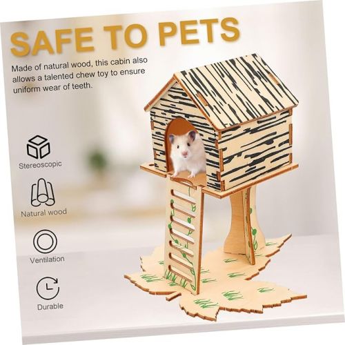  DOITOOL 2pcs Hamster House Hamster Climbing Ladder Toy Climbing Toys Hamster Hideout Rat Hideout House Small Pet Breeding Cage Wood Hamster Hideaway Cars Toy Wooden Small Animals Pet House