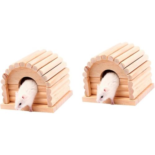  DOITOOL 2pcs Hamster Supplies Hamster House for Hamster Pet Animal Rat House Pet House Hamster House Animal Shelter Rattan Pet Bed Toy Small Pet House Wooden