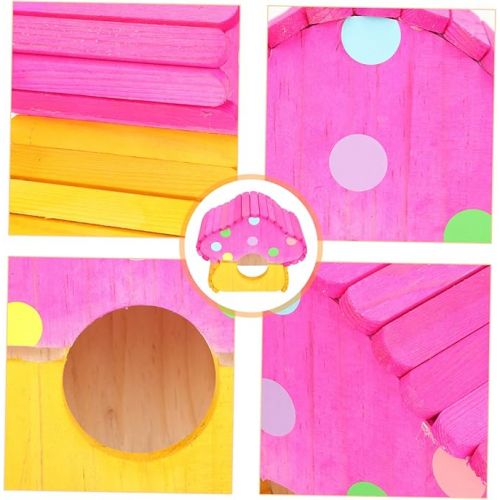  DOITOOL Small Animal Wooden Hamster Cages Sport Accessories Wooden Hamster House Supplies Wooden Hamster Hut Bunny Hideout Rats Climbing Play Hut Hamster Cage Accessories Household Rabbit