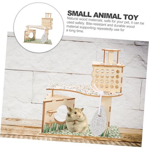  DOITOOL Hamster Climbing Frame Villa Reptile Toys Rabbit Castle Bunny Hideout Hamster Toys Chew Toy Animal Fence Hamster Accessories Small Animal Activity Toy Wood House Chinchilla