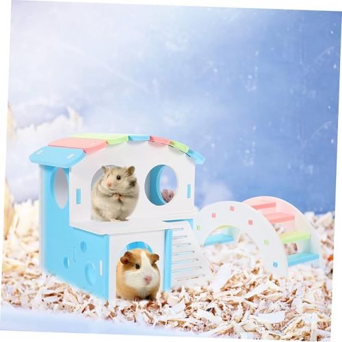  1 Set Hamster Room Wooden Hamster House Guinea Pigs Wooden Gerbil Hideout Decorative Hamster Bridge Gerbils Ladder Toy Hamster Hideout Chinchilla Supplies Small Hamster The Swing