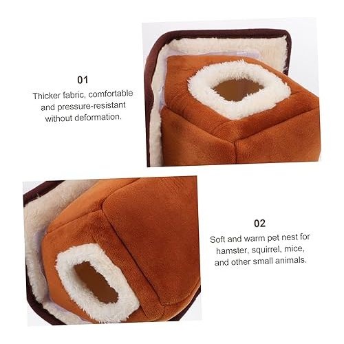  DOITOOL 3 Pcs Small Pet Cotton Nest Mouse Hiding Place Bunny Accessories Rat House Guinea Pig Cage Toy Bunny Bed Hedgehog Hideaway Bed Hamster Warm Nest Rest Bed Hamster Supplies Parrot