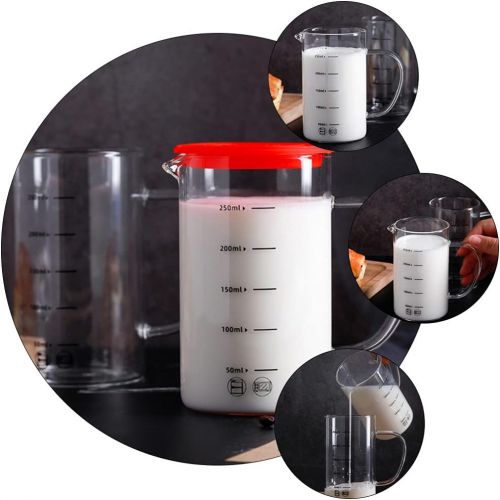  DOITOOL Glass Measuring Cups with Scales Milk Frothing Pitcher for Coffee Espresso Cappuccino Latte Juice Maker in Kitchen Restaurant
