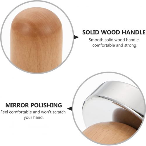  DOITOOL Stainless Steel Coffee Tamper Barista Espresso Tamper Beech Wood Cloth Maker Coffee Bean Press for Coffee Making (Silver)