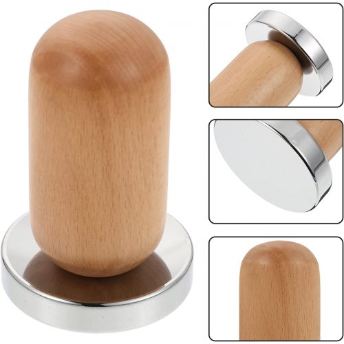  DOITOOL Stainless Steel Coffee Tamper Barista Espresso Tamper Beech Wood Cloth Maker Coffee Bean Press for Coffee Making (Silver)