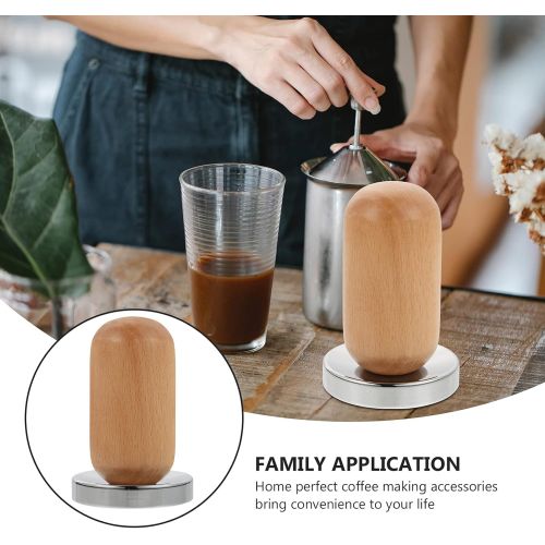  DOITOOL Stainless Steel Coffee Tamper Barista Espresso Tamper Beech Wood Cloth Maker Coffee Bean Press for Coffee Making (Silver)