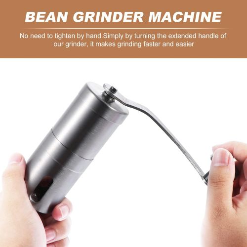  DOITOOL Coffee Bean Grinder Stainless Steel Manual Hand Coffee Mill Herbal Medicine Grinding Machines for Espresso Office Home Pepper Spice Nuts Silver