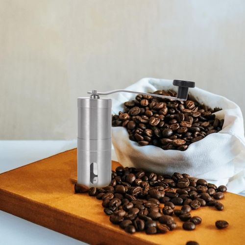  DOITOOL Coffee Bean Grinder Stainless Steel Manual Hand Coffee Mill Herbal Medicine Grinding Machines for Espresso Office Home Pepper Spice Nuts Silver