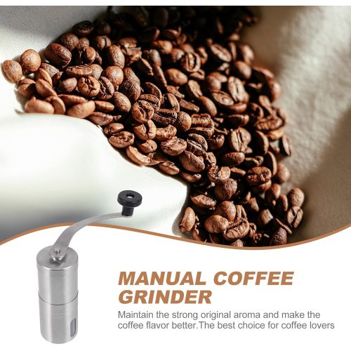  DOITOOL Coffee Bean Grinder Stainless Steel Manual Hand Coffee Mill Herbal Medicine Grinding Machines for Espresso Office Home Pepper Spice Nuts Silver