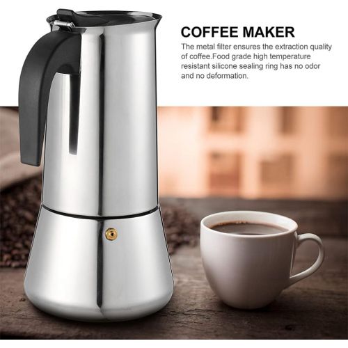  DOITOOL 1pc 200ML Stainless Steel Coffee Pot Stovetop Espresso Maker Espresso Coffee Pot Coffee Machine Maker Pot Latte Cappuccino Percolator (Assorted Color)