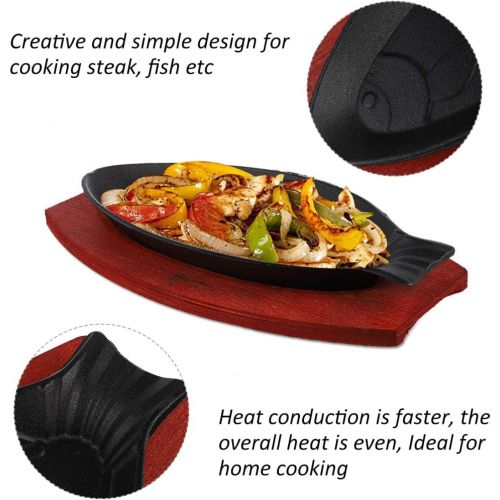  DOITOOL Steak Plate Fish Shaped Pan Steak Frying Pan Durable Fryer Portable BBQ Pan Plate Baking Tools