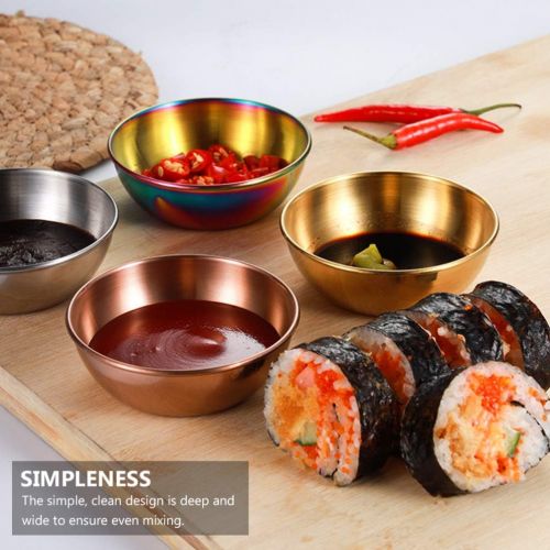  [아마존베스트]DOITOOL 4PCS Stainless Steel Sauce Dishes Round Sushi Dipping Bowls,Sushi Dipping Sauce Dishes Seasoning Dish Saucer Bowl Mini Appetizer Plate (Rose Gold,3.14X3.14X0.98inch)