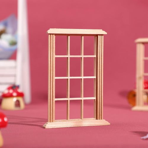  DOITOOL 2pcs Mini Furniture Doll House Miniature Window Frame Model Decoration Windows Dollhouse Furniture, 48OUKL10C166M7