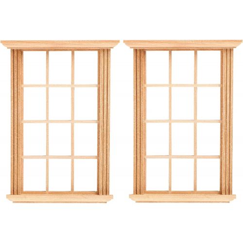  DOITOOL 2pcs Mini Furniture Doll House Miniature Window Frame Model Decoration Windows Dollhouse Furniture, 48OUKL10C166M7