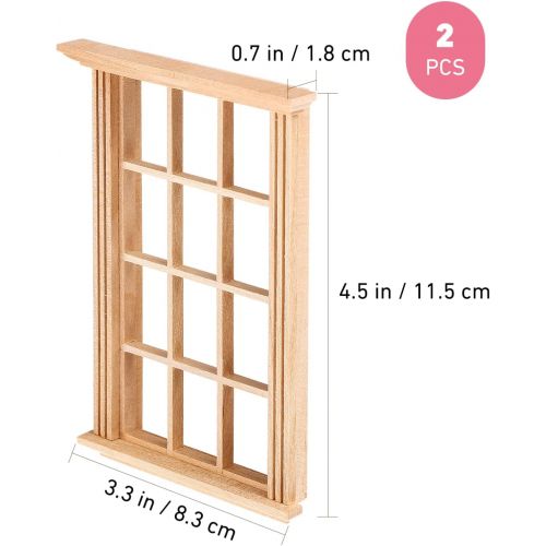  DOITOOL 2pcs Mini Furniture Doll House Miniature Window Frame Model Decoration Windows Dollhouse Furniture, 48OUKL10C166M7