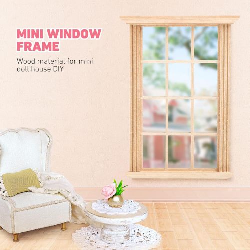  DOITOOL 2pcs Mini Furniture Doll House Miniature Window Frame Model Decoration Windows Dollhouse Furniture, 48OUKL10C166M7