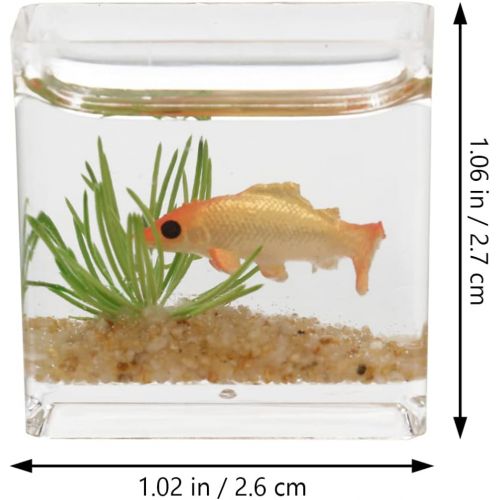  DOITOOL 2pcs 1: 12 Miniature Glass Goldfish Bowl with Fish Miniature Fish Bowl Glass Fish Tank Dollhouse Accessories