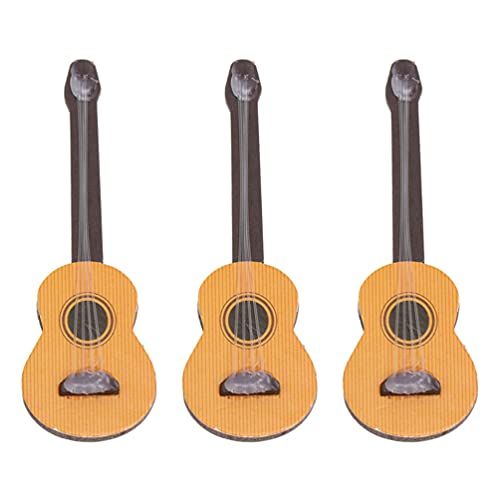  DOITOOL 3pcs Wooden Miniature Guitar Mini Musical Instrument Wooden Guitar Model Display Mini Musical Ornaments Craft Home Decor for Dollhouse Accessories Model Home Decoration (6.