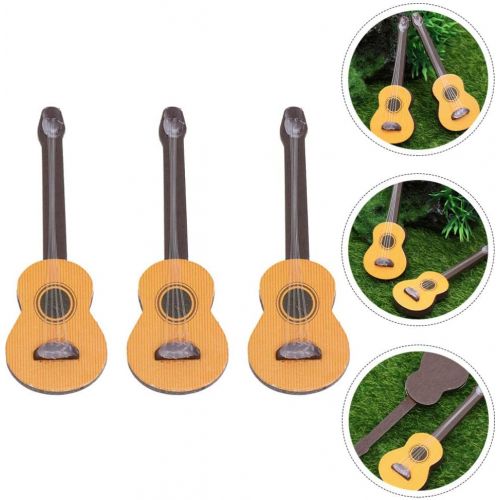  DOITOOL 3pcs Wooden Miniature Guitar Mini Musical Instrument Wooden Guitar Model Display Mini Musical Ornaments Craft Home Decor for Dollhouse Accessories Model Home Decoration (6.