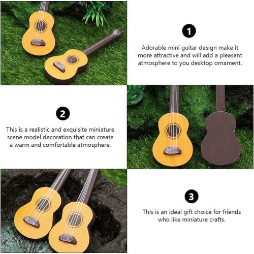  DOITOOL 3pcs Wooden Miniature Guitar Mini Musical Instrument Wooden Guitar Model Display Mini Musical Ornaments Craft Home Decor for Dollhouse Accessories Model Home Decoration (6.