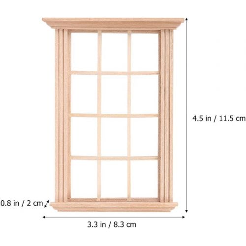  DOITOOL 2PCS Dollhouse Windows 1 12 Scale Wooden Dollhouse Window Frame, Dollhouse Furniture Miniature Window Frames for 1 12 Doll House Furniture Accessories