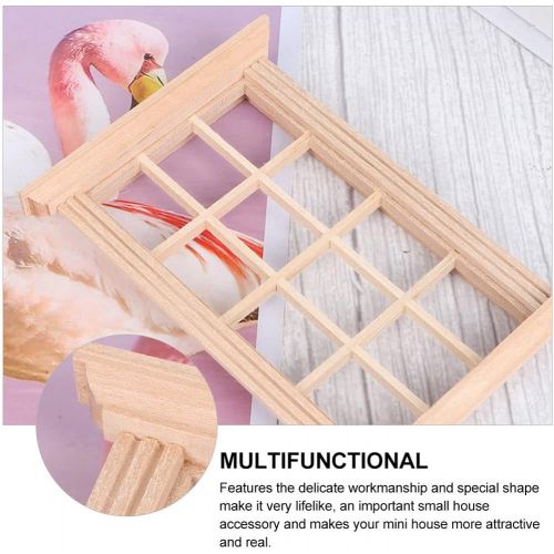  DOITOOL 2PCS Dollhouse Windows 1 12 Scale Wooden Dollhouse Window Frame, Dollhouse Furniture Miniature Window Frames for 1 12 Doll House Furniture Accessories