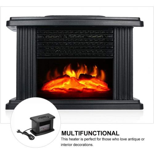  DOITOOL USB Electric Fireplace Electric Space Heater with 3D Flame Effect Standing Fireplace Stove Heater Indoor Fireplace Heater Stove for Home School Office (Black)