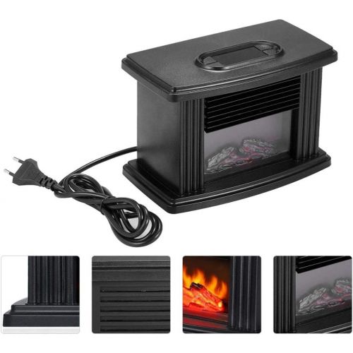  DOITOOL USB Electric Fireplace Electric Space Heater with 3D Flame Effect Standing Fireplace Stove Heater Indoor Fireplace Heater Stove for Home School Office (Black)