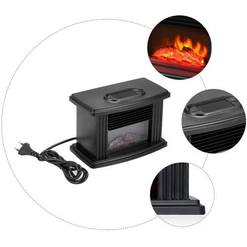  DOITOOL USB Electric Fireplace Electric Space Heater with 3D Flame Effect Standing Fireplace Stove Heater Indoor Fireplace Heater Stove for Home School Office (Black)