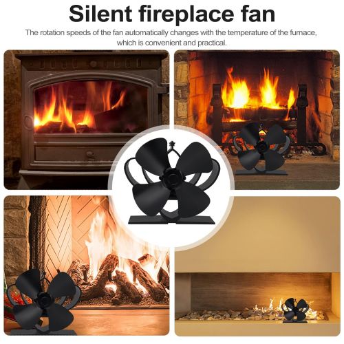  DOITOOL Fireplace Heat Powered Stove Fan: Wood Stove Fan Circulating Warm Air Saving Fuel Efficiently
