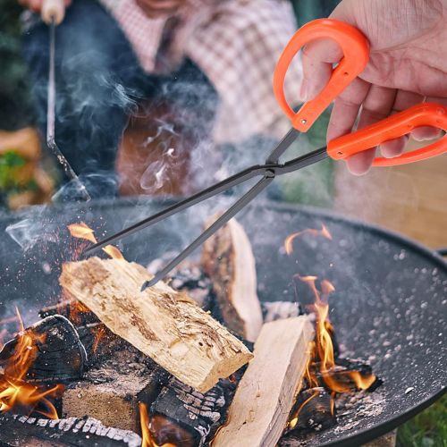  DOITOOL Charcoal Tong Fireplace Tong Heavy Duty Log Tweezers Barbecue Charcoal Clip Indoor Firewood Tongs Wrought Iron Log Claw Grabber for Wood Stove Indoor Outdoor Use
