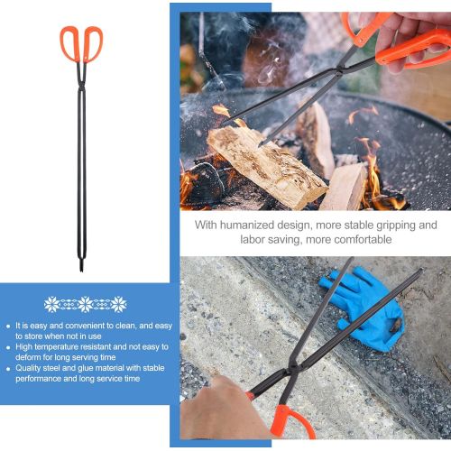  DOITOOL Charcoal Tong Fireplace Tong Heavy Duty Log Tweezers Barbecue Charcoal Clip Indoor Firewood Tongs Wrought Iron Log Claw Grabber for Wood Stove Indoor Outdoor Use
