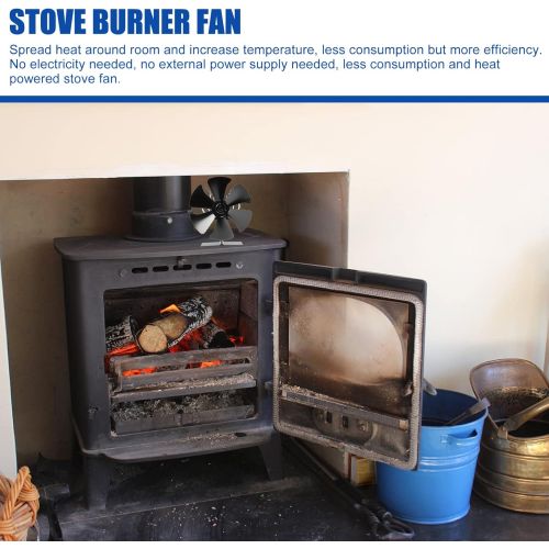  DOITOOL Heat Powered Stove Fan Fireplace Fan 6 Blades Wood Stove Fan Wood Log Burning Fireplace Black