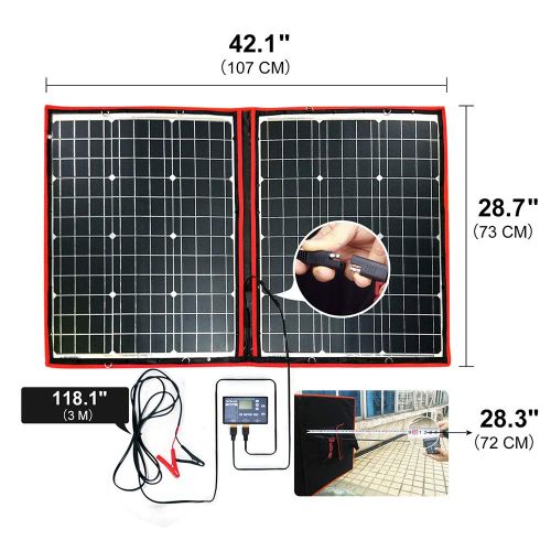  DOKIO 100 Watts 12 Volts Monocrystalline Foldable Solar Panel with Charge Controller