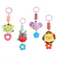 DOMIRE Baby Rattle Hanging Toys, 4 Pack Washable Infant Stroller Toys with Cute Wind Chime and Plush...