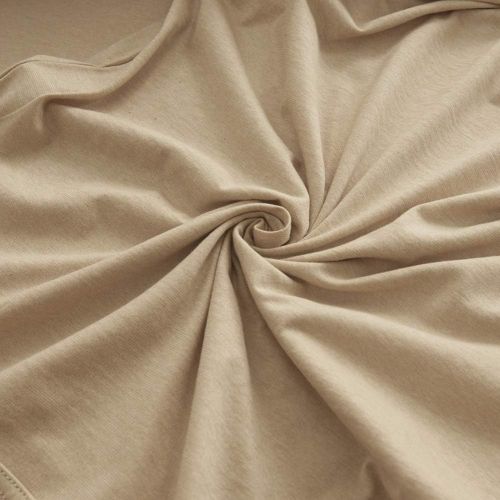  DOUH Duvet Cover Queen, Jersey Knit Cotton 3 Pieces Home Bedding Sets 1 Comforter Cover and 2 Pillow Shams Soft Comfy Solid Champagne Queen Size