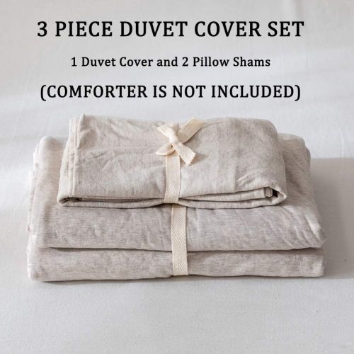  DOUH Jersey Knit Cotton Duvet Cover Queen,Full Duvet Cover Set 3 Pieces,Super Soft Comfy Coffee Solid Pattern Bedding Set for Kids Adults