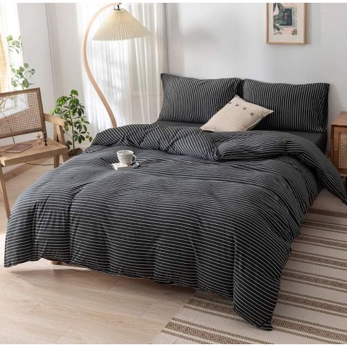  DOUH Jersey Knit Cotton Duvet Cover Queen,Full Duvet Cover Set 3 Pieces,Super Soft Comfy Coffee Solid Pattern Bedding Set for Kids Adults