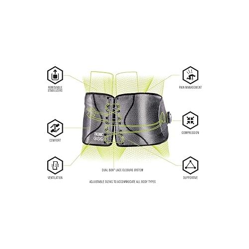  DonJoy Performance Bionic™ Reel-Adjust Boa® Fit System Back Brace - Low-Profile, Adjustable Low-Back Support with Removable Rigid Panels for Low Back Pain, Strains and Lumbar Support