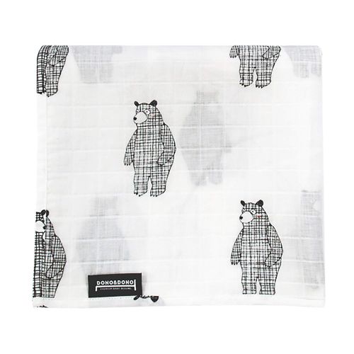  DONO&DONO ALL ABOUT SLEEP FOR BABY Dono&Dono Light Muslin Cuddle Baby Swaddle Blanket (Big Bear)