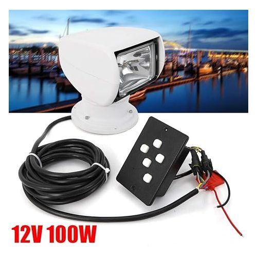  Boat Spotlights, 100W Remote Control Spotlights for Boat Truck, Boat Search Lights Marine Boat Search Lights Marine 360° Rotate Halogen Searchlight Spotlight Searchlight 12V