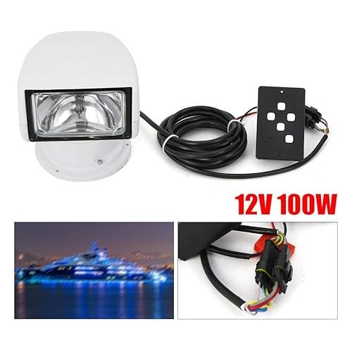  Boat Spotlights, 100W Remote Control Spotlights for Boat Truck, Boat Search Lights Marine Boat Search Lights Marine 360° Rotate Halogen Searchlight Spotlight Searchlight 12V