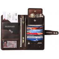 DONWORD Travel Wallet with RFID Blocking Awesome Passport Wallet Credit Cards Holder Document Organizer Genuine Leather