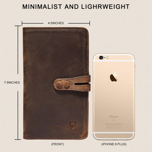  DONWORD Travel Wallet with RFID Blocking Awesome Passport Wallet Credit Cards Holder Document Organizer Genuine Leather