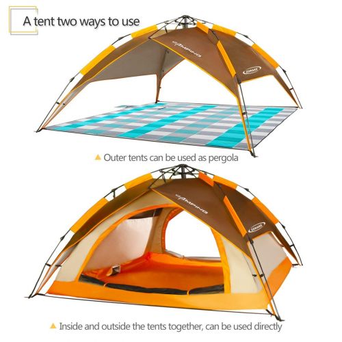  DOOK Large Pop Up Beach Tent Beach Umbrella Automatic Sun Shelter Cabana Easy Set Up Light Weight Camping Fishing Tents 4 Person Anti-UV Portable Sunshade for Family Adults
