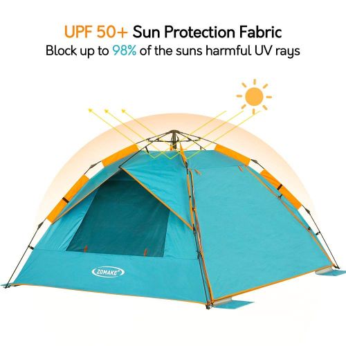  DOOK Pop Up Beach Tent Sun Shelter Easy Set Up Tear Down, Portable Instant Lightweight Beach Baby Canopy, UPF 50 Plus Sun Protection 3 Mesh Screen Windows Good Ventilation Sports Sun Sh