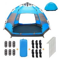 DOOK Easy Set Up Beach Tent with SPF UV 50+ Protection, Beach Sun Shelter for Family Trip, Portable 4 Person POP UP Beach Umbrella Beach Shade for Camping Sports Fishing