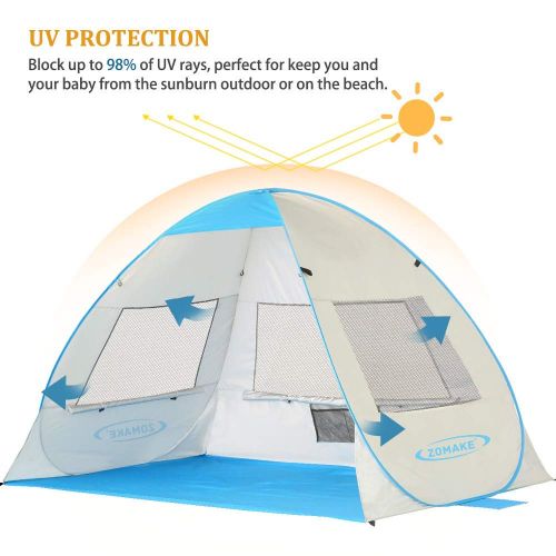  DOOK Beach Tent UV Pop up Sun Shelter Tents, Big Portable Automatic Sun Umbrella, Waterproof/Windproof Instant Easy Outdoor Cabana, Fit 2-4 Persons for Camping, Hiking, Canopy with